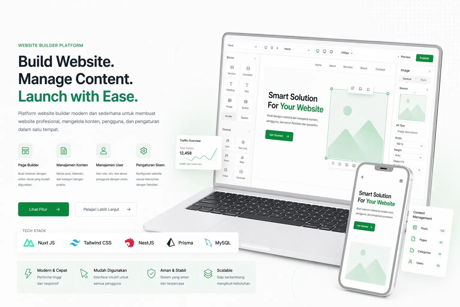 Website Builder - preview project website Oketa.id Creative Lab Lombok